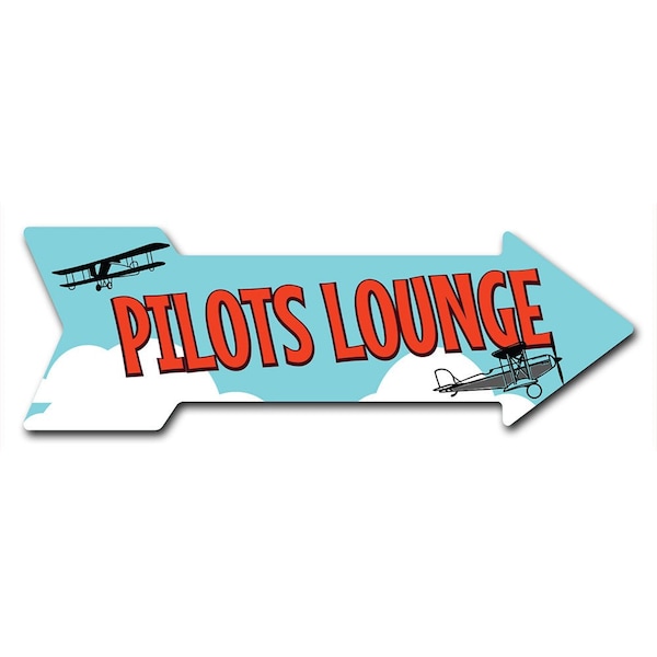 Pilots Lounge Arrow Decal Funny Home Decor 36in Wide